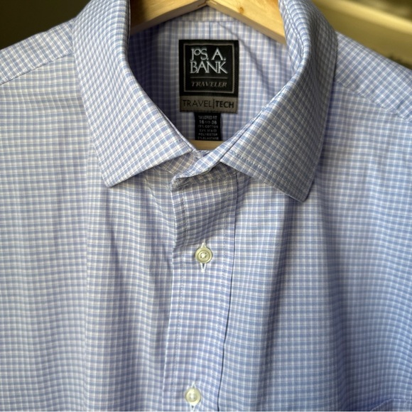Jos A Bank Men’s Traveler Tailored Fit  L/S  16.5/36 Button Up Blue/purple Check - Picture 3 of 8